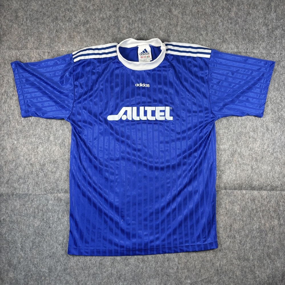Vintage‎ Adidas Soccer Jersey Men's Large Short Sleeve Blue Alltel Blokecore #13